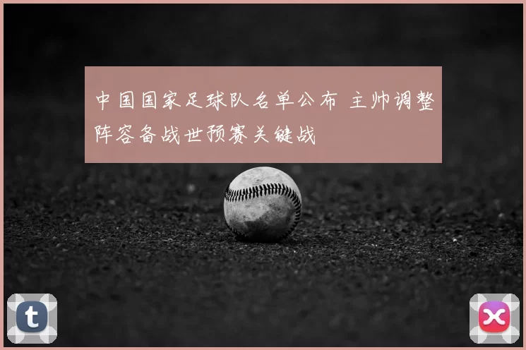 中国国家足球队名单公布 主帅调整阵容备战世预赛关键战